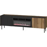 Furniture24 Fernsehschrank PRESTIGO P17E Tv Lowboard 180x55x40 cm 2 Türen Unterschrank Elektrische Kamin mit Heizfunktion