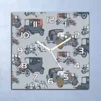Coloray Deko Glasuhr Wanduhr 30x30 Oldtimer grau blau Quarz Küchenuhr Bürouhr