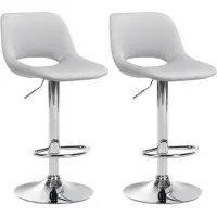 BellaFurn 2-teiliges Set aus Samt-Barhockern – Barhocker – höhenverstellbar & 360° drehbar | Farbe: hellgrau. Materialbasis: Metall in Chromoptik