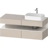 Duravit Qatego Konsolenwaschtischunterbau, 2 Auszüge, 2 Schubkästen, Ausschnitt rechts, 1400x550x600mm, Nische Weiß Hochglanz, QA4766022910010