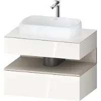 Duravit Collection One Konsolenwaschtischunterbau, 1 Auszug, 1 Schubkasten, Ausschnitt mittig, 800x550x600mm, Nische Taupe Supermatt, QA4730083220000, Farbe: Weiß Hochglanz