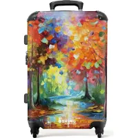 NoBoringSuitcases.com Großer Koffer - Wald - Natur - Ölfarbe - Regenbogen - Kombinationsschloss TSA - Hartschalen Trolley 4 Rollen - 72 liter - Reisekoffer - 66 cmKoffer Mittelgroß 67x43x25 cm, 72L,