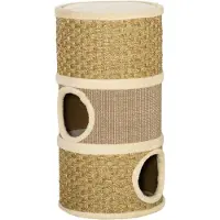 JTI Katzenkratzbaum Kratztonne, 3 Ebenen, Sisal Plüsch, 37,5X37,5X70Cm