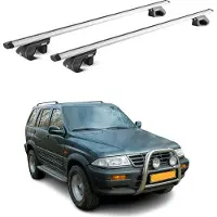 Aurilis Alu Dachträger Grundträger für Ssangyong Musso 1995-2006 5 türig Silber ABE 2x