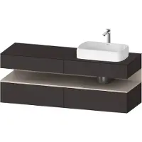 Duravit Qatego Konsolenwaschtischunterbau, 2 Auszüge, 2 Schubkästen, Ausschnitt rechts, 1600x550x6