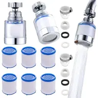Markenlos Wasser-Kalkfilter für den Wasserhahn - 2 Stück, drehbares Design, 6 zusätzliche Filterelemente
