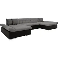 Mirjan 24 Ecksofa Alia mit Regulierbare Armlehnen, U-Form Schlafsofa vom Hersteller mit Zwei Bettkasten, Wohnlandschaft (Soft 011 + Lux 05 + Lux 06)