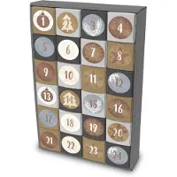 Itenga SET Adventskalender zum Füllen Würfel 5cm (außen grau) + Sticker Z15 + V16 (grau, braun, weiß)