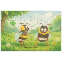 Mr. & Mrs. Panda Puzzle Bienen Paar Design 24 Teile - Weiß - Geschenk, Hochzeitstag, Jahrestag, Puzzlespiel, Freundin, Mitbringsel, 300, für Frauen, 500, 1000, Legespiel