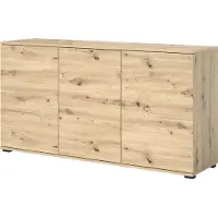 Jerpax Kommode "Masimo" 150 cm, Aufbewahrungsschrank, Kommode mit 3 Türen, Eiche Artisan, Push-to-Open, modernes Design
