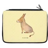 Mr. & Mrs. Panda Schlampermäppchen Esel - Gelb Pastell - Geschenk, Erfolg, Weisheit, Mäppchen, Etui, Zuversicht, Lustige Sprüche, Stiftemappe, Mut, Ziel, Federtasche