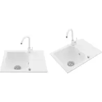 Sonstiges Bergström Granit Küchenspüle Spüle Einbauspüle Spülbecken 600x435mm Farbauswahl, Farbe:weiß