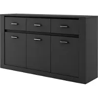 Furniture24 Kommode Sideboard IDEA ID-09 mit 2 Türen, 4 Schubladen, Schubladenschrank, Schlafzimmer Schwarz Matt