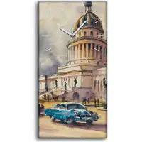 Coloray Dekor Leinwand Uhr Wandbilder Quarz 30x60 Alte amerikanische Oldtimer Fahrten - weiße Hände
