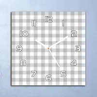 Coloray Deko Glasuhr Wanduhr 30x30 Graues Kariert grün Quarz Küchenuhr Bürouhr