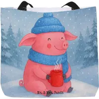 Mr. & Mrs. Panda Beutel Schwein Glühwein Design - Weiß - Geschenk, Glühschwein, Winter, Strandtasche, Tasche, Unitasche, Tote Bag, Punsch, Weihnachtsmarkt, Reisetasche