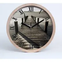 Tulup Holzuhr 20fi cm wanduhr - schwarze Spitzen - Holzsteg