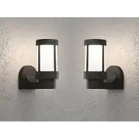 Konstsmide 2er SET Außenwandleuchten Aluminium Schwarz, Terrassenbeleuchtung für Hauswand