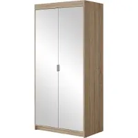 Mirjan 24 Kleiderschrank Elena 2D3S mit Frontspiegel, Drehtürenschrank, Garderobe mit zwei Drehtüren und drei Schubladen, Kleiderstange (Farbe: Sonoma Eiche)