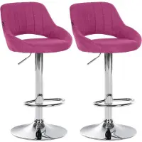 BellaFurn 2-teiliges Barhocker-Set - Barhocker - Höhenverstellbar mit 360° Drehfunktion | Farbe: Lila | Material Basis: Metall in Chromoptik