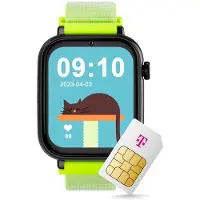 Savefamily SaveWatch+ Kinder-Smartwatch: Avocado Textilarmband & Schwarzes Aluminiumgehäuse mit dem Telekom Smart Connect S Tarif