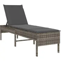 Syfax Sonnenliege mit Auflage Grau 55x200x44 cm Poly Rattan