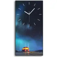 Coloray Leinwand Wanduhr Wandkunst Uhr Quarz 30x60 Nachtkulisse des Lieferwagens geparkt - weiße Hände