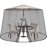 Sekey Moskitonetz für Sonnenschirm – Verstellbares Insektenschutznetz (250-300 cm) Pavillon Fliegengitter Mückennetz mit Tür, 2,5 m Höhe