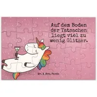 Mr. & Mrs. Panda Puzzle Einhorn Cocktail Design 24 Teile - Weiß - Geschenk, 2000, Legespiel, Spruch, 1500, Unicorn, Geburtstag, Glitzer, Caipirinha, 500, Einhörner, 1000