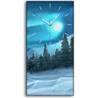 Coloray Wanduhr Uhr Wandbild Leinwand Quarz 30x60 verschneiten Winter Weihnachtsnächten - weiße Hände