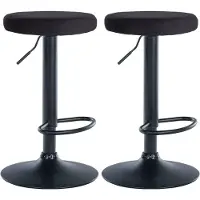 BellaFurn 2-teiliges Set Barhocker - Küchenhocker - Samtpolsterung, verstellbarer Komfort | Farbe: Schwarz | Material Chassis: Metall mattschwarz