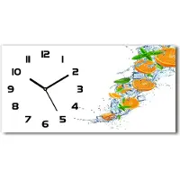 Tulup Wanduhr aus Glas – 60x30 cm - Glasbild - Glasuhr - Gehärtetes Glas - schwarze-zeiger - Orangen