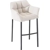BellaFurn Barhocker mit Stoffbezug - Barhocker - Extra bequem, silberfarbenes Edelstahlgestell | Farbe: Weiß | Grundfarbe: Schwarz