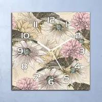 Coloray Deko Glasuhr Wanduhr 30x30 Skizze Vögel Blumen Quarz Küchenuhr Bürouhr