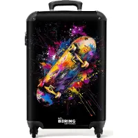 NoBoringSuitcases.com Hartschalen Handgepäck Koffer 55x35x20 cm, 36L, Graffiti Sport: Skateboard, Reisekoffer mit 4 Rollen