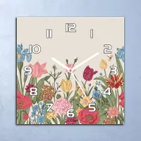 Coloray Deko Glasuhr Wanduhr 30x30 Bunte Wiese Natur Quarz Küchenuhr Bürouhr