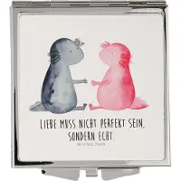 Mr. & Mrs. Panda Handspiegel Axolotl Liebe - Weiß - Geschenk, Frauen Spiegel, Kleiner, Lurch, Schminkspiegel, Kosmetikspiegel, Quadratischer, Valentinstag