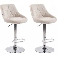 BellaFurn 2 Barhocker-Set aus Stoff – Barhocker – höhenverstellbar und bequeme Fußstütze