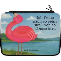 Mr. & Mrs. Panda Federmappe Flamingo Stolz Design - Weiß - Geschenk, Freundin, Federmäppchen, Schwester, Bleistiftetui, Etui für Stifte, Mäppchen, Mama, Rosa