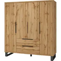 Masseno Drehtürenschrank HALLETTA 191 cm Kleiderschrank Schlafzimmer Schrank 4-türig Eiche Wotan