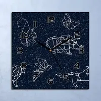 Coloray Wanduhr Echt-Glas-Küchenuhr Sternbild Tiere Quarz Lautlos 30x30 Deko Bilder