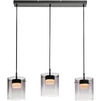 JUST LIGHT . LED-Hängeleuchte Elio, Rauchglas, 3-fl., schwarz