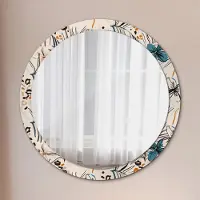 Coloray Ø100cm Modern Spiegel - Wandspiegel Wandmontage- Schlafzimmer - Blumen mit Dschungel Muster