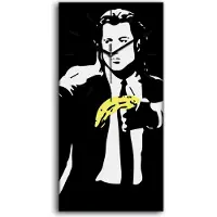 Coloray Wanduhr Uhr Wandbild Leinwand Geräuschlos Kunstdruck 30x60 Graffiti Pulp Fiction - schwarze Hände