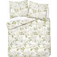 Detexpol Bettwäsche, Perkalbettwäsche, mit Paspel, elegant 200x220 5589b Weiß, Blumen