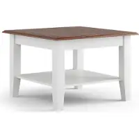 Lomadox Couchtisch, Massivholz in weiß mit Walnuss Optik BORMIO-163