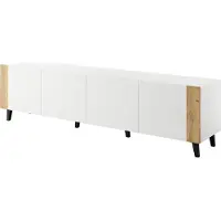 Furniture24 Fernsehschrank Faro Tv-Lowboard 200X52X42 Cm 4 Türiger Wohnzimmerschrank Weiß/Craft Eiche