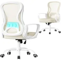 Songmics Bürostuhl ergonomisch, Drehstuhl mit Netzgewebe, Schreibtischstuhl mit Lendenstütze, Wippfunktion, Armlehnen, für Arbeitszimmer, Schlafzimmer