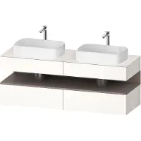 Duravit Qatego Konsolenwaschtischunterbau, 2 Auszüge, 2 Schubkästen, 2 Ausschnitte, 1600x550x600mm, Nische Basalt Matt, QA4779043220010