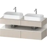 Duravit Collection One Konsolenwaschtischunterbau, 2 Auszüge, 2 Schubkästen, 2 Ausschnitte, 1400x550x600mm, Nische Weiß hochglänzend, QA4767022910010, Farbe: Taupe Matt/mit Nischenbeleuchtung
